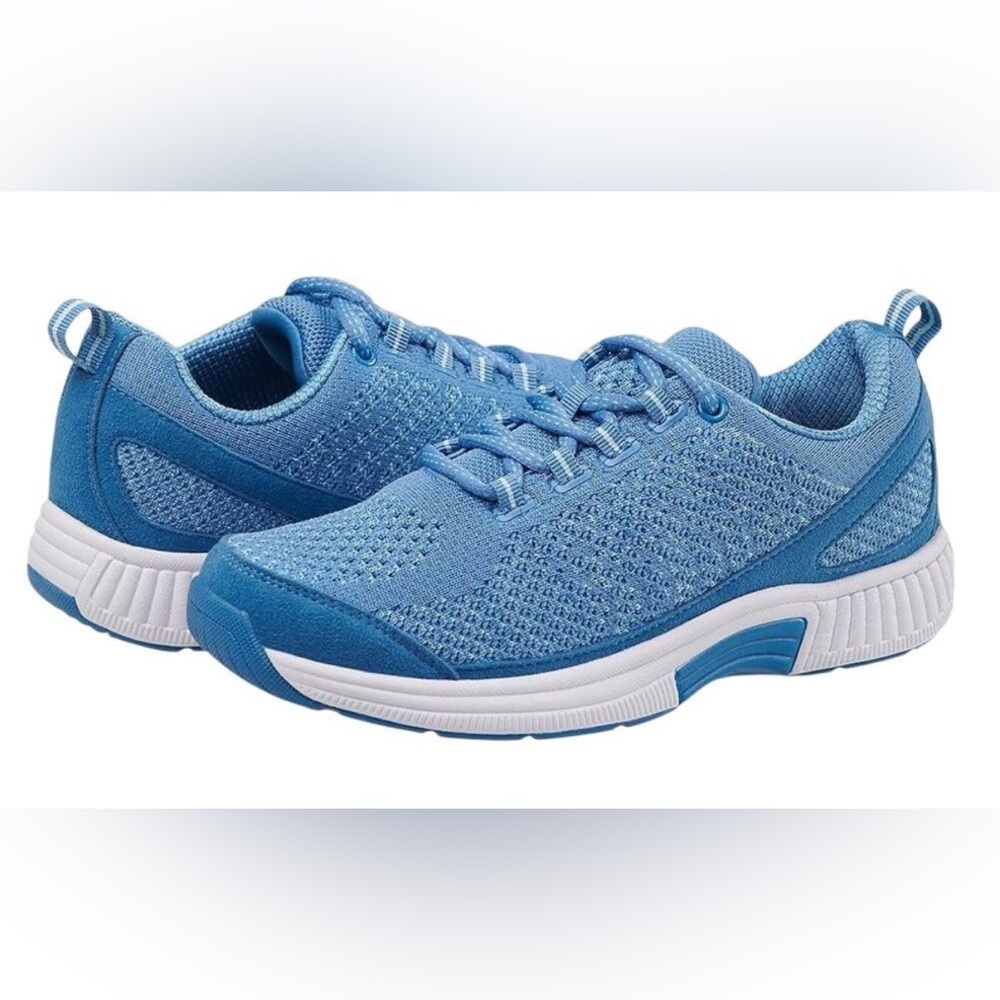 OrthoFeet Women’s 7.5 M Blue Sneakers inserts Included Coral New Shoes $115 NIB - Picture 2 of 10